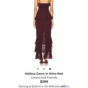 Lovers + Friends Burgundy Ruffle Gown